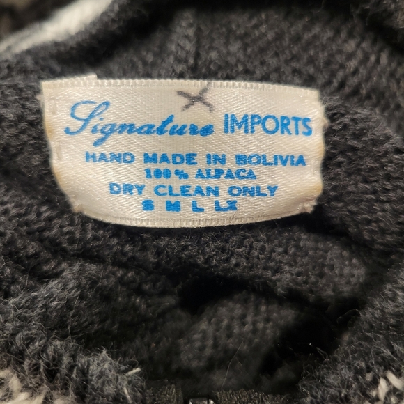 Signature Imports Size M 100% Alpaca Grey/white Fair Isle Print Cardigan - Picture 5 of 5